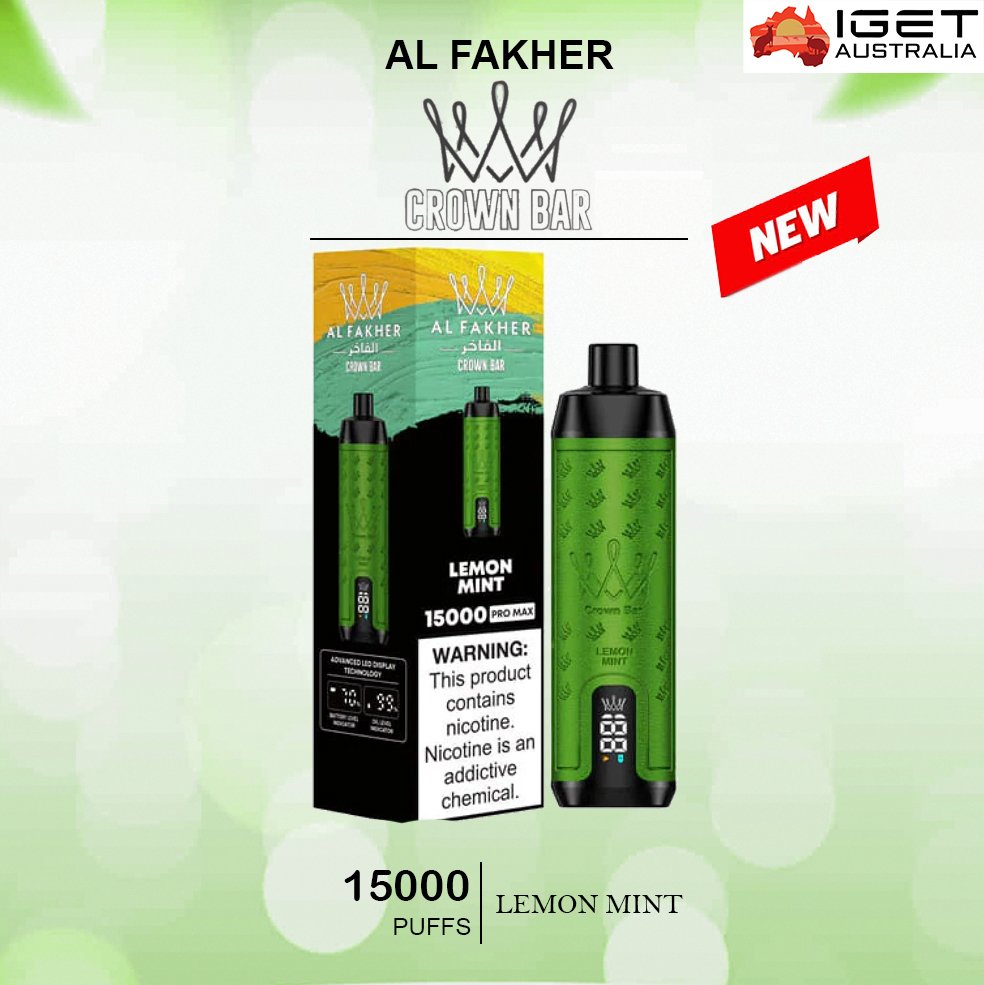ALFAKHER CROWN BAR – LEMON MINT – 15000 PUFFS