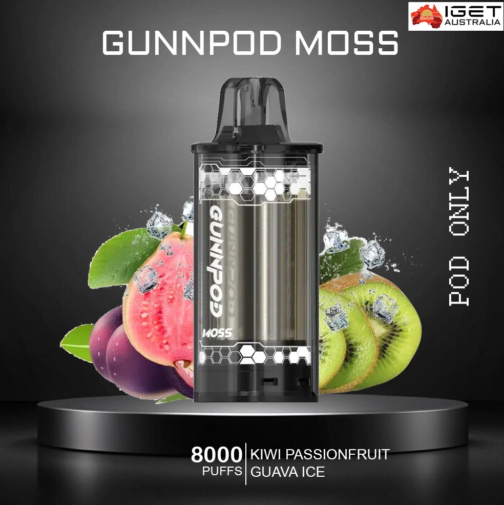 GUNNPOD MOSS – KIWI PASSIONFRUIT GUAVA ICE – 8000 PUFFS – POD ONLY