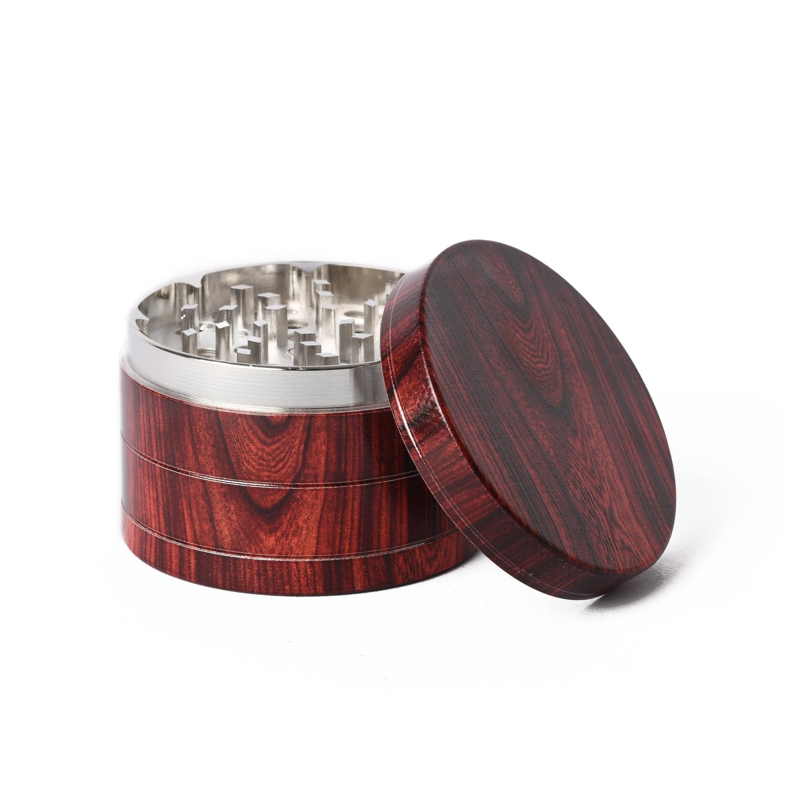 60MM ROSEWOOD LOOK, 4PC METAL HERB GRINDER - Image 2