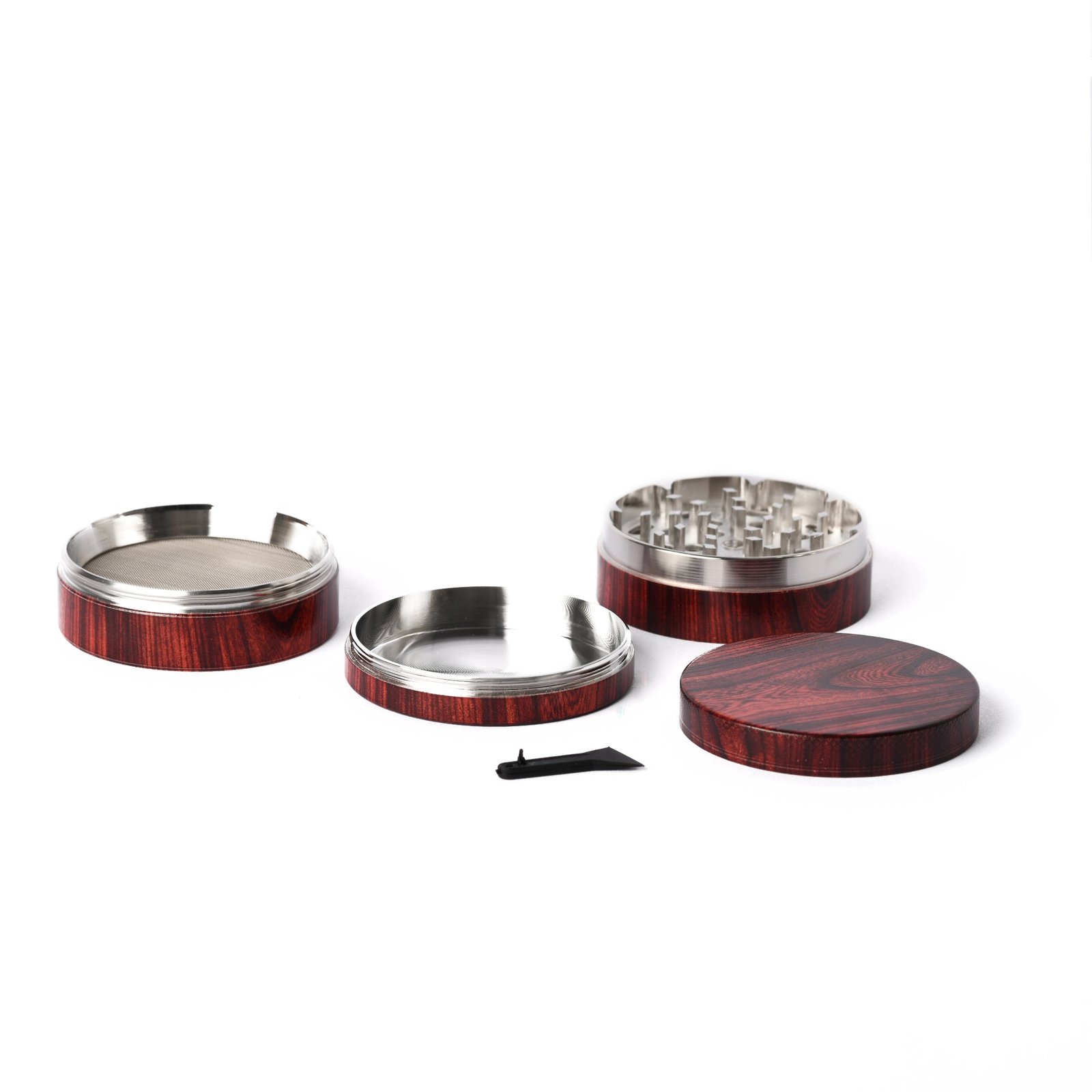 60MM ROSEWOOD LOOK, 4PC METAL HERB GRINDER - Image 4