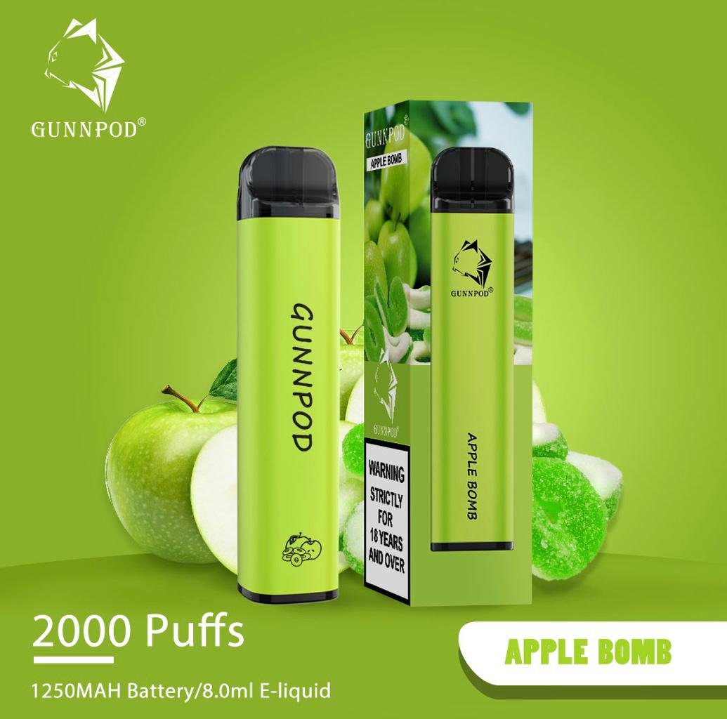 GUNNPOD APPLE BOMB – 2000 PUFFS